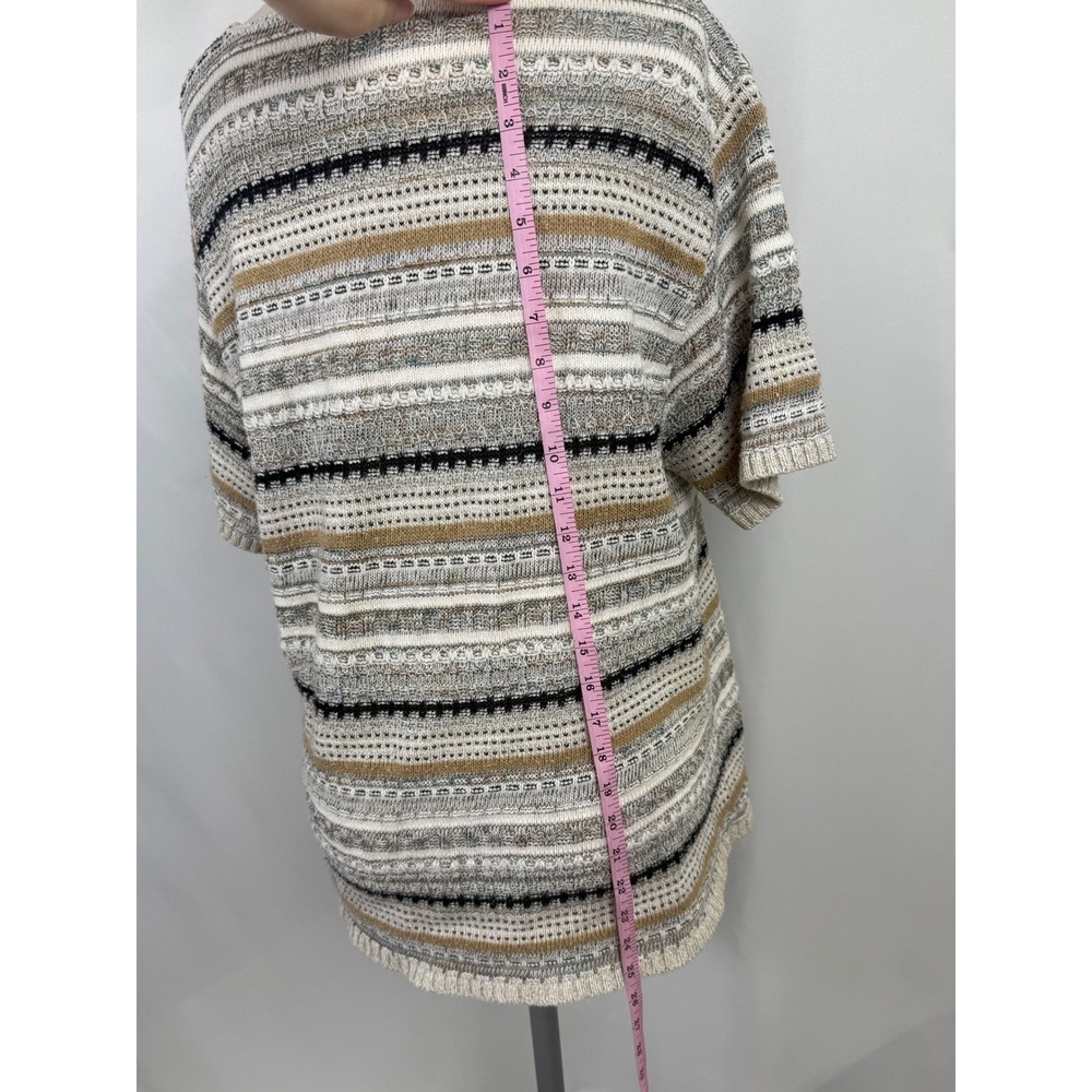 VTG Basic Editions K-Mart Large Striped‎ Knit Top Keyhole Grannycore 90s Modest - Picture 4 of 7